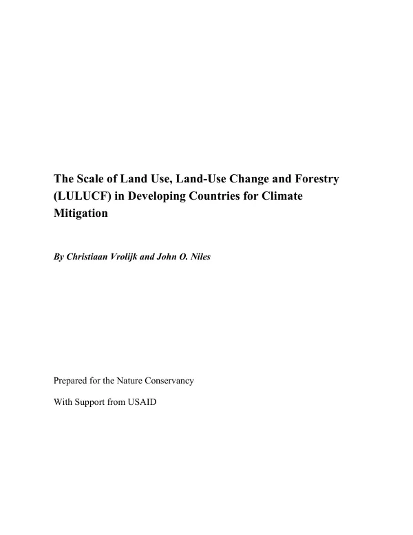 Scale of land use, land-use change and forestry (LULUCF) in developing countries for climate mitigation