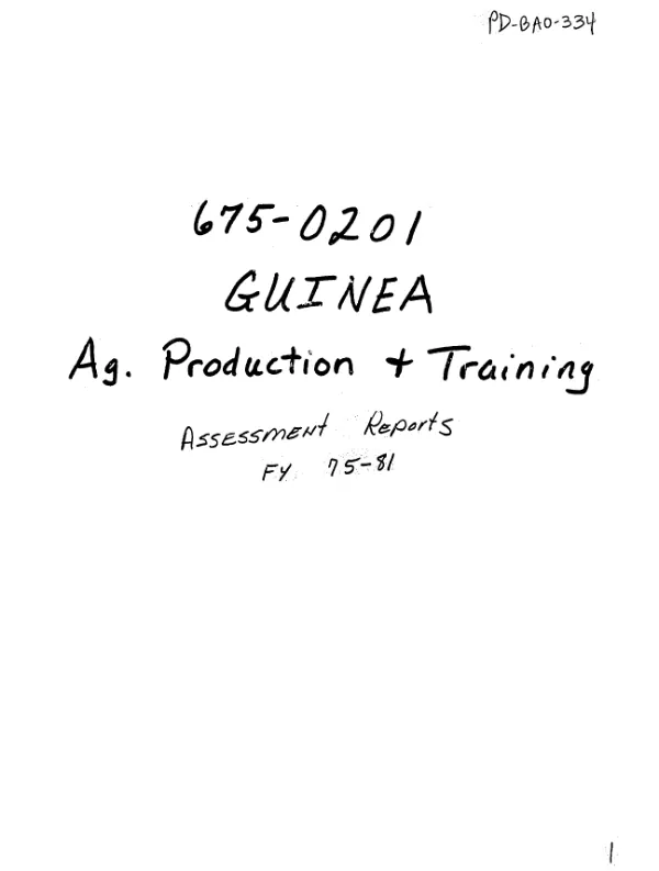 Guinea agricultural production capacity and training project