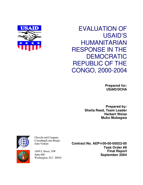 Evaluation of USAID's humanitarian response in the Democratic Republic of the Congo, 2000-2004