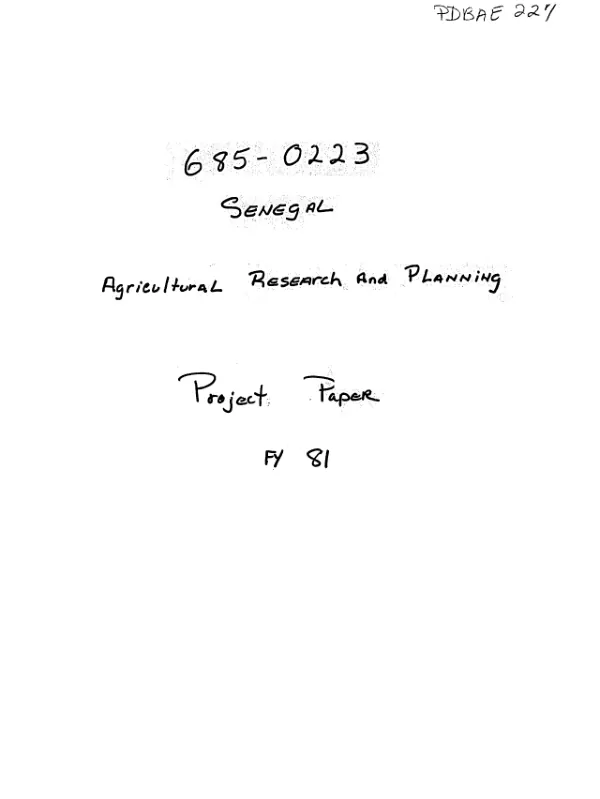 Agricultural research and planning