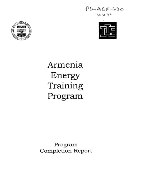 Armenia energy training program : program completion report [-- September 30, 1997-September 30, 1998]