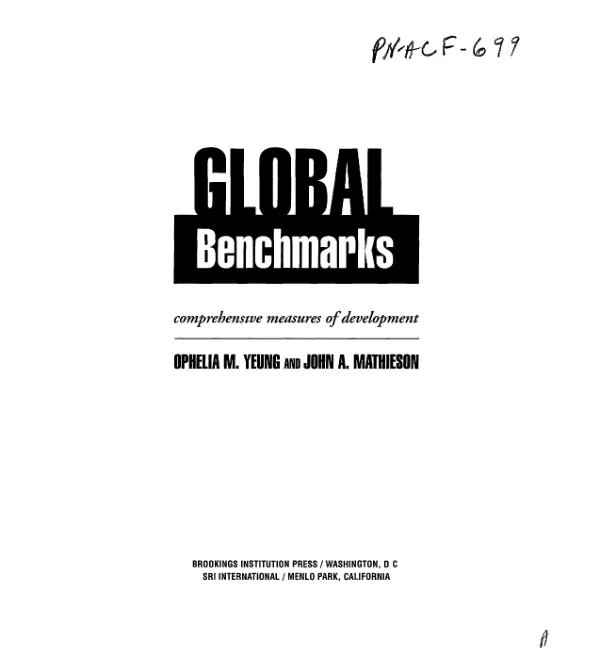 Global benchmarks : comprehensive measures of development