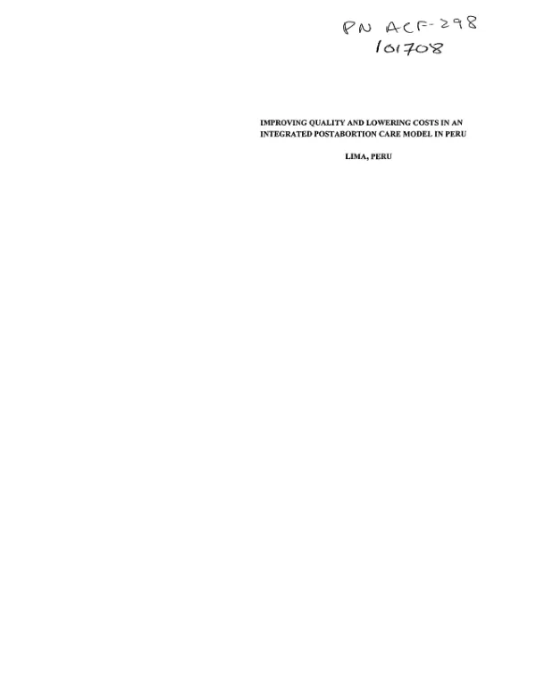 Improving the quality and lowering costs in an integrated postabortion care model in Peru