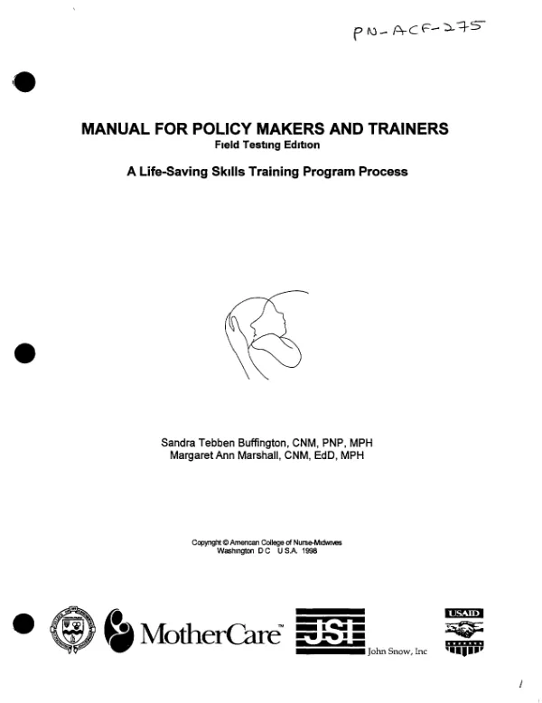 Manual for policy makers and trainers : a life-saving skills training program process