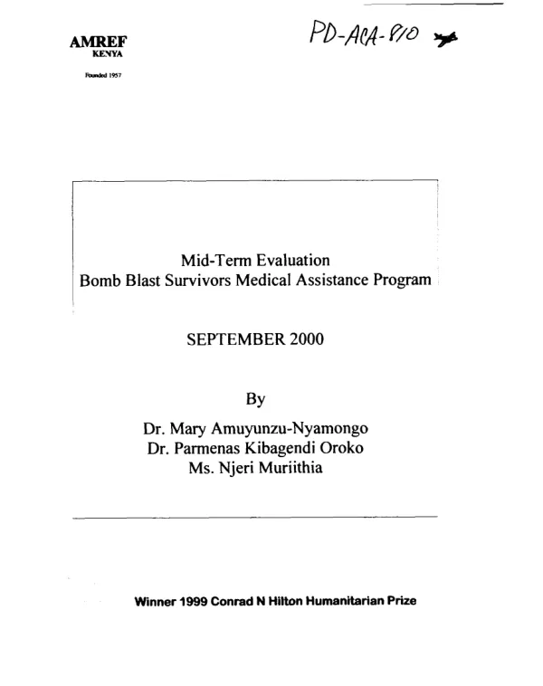 Mid-term evaluation : bomb blast survivors medical assistance program
