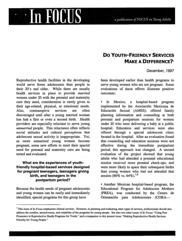 Do youth-friendly services make a difference?