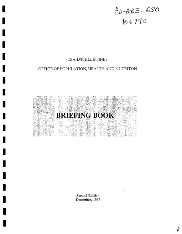 USAID/Philippines, Office of Population, Health and Nutrition : briefing book