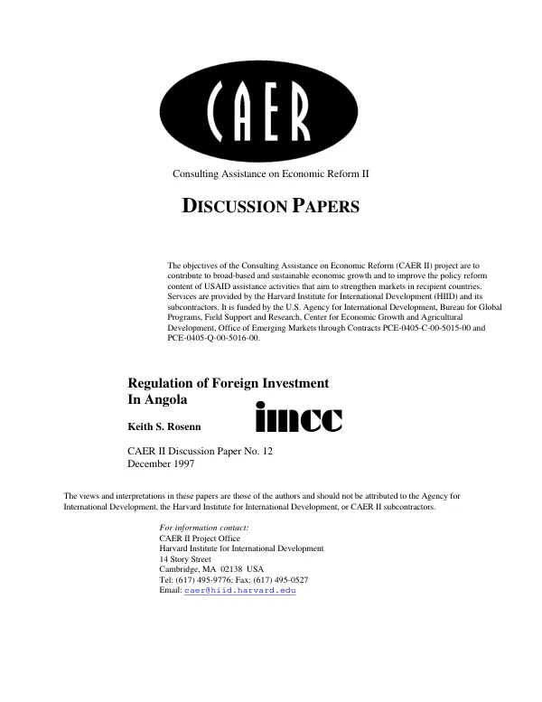 Regulation of foreign investment in Angola