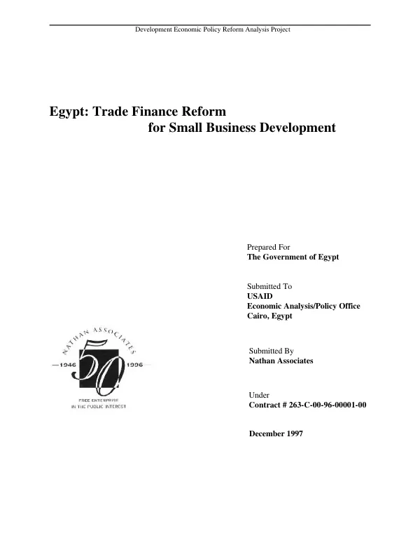 Egypt : trade finance reform and small business development