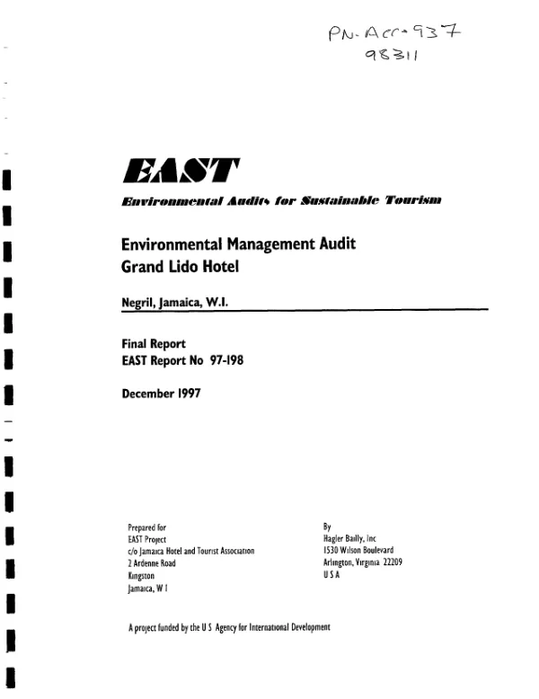 Environmental management audit : Grand Lido Hotel, Negril, Jamaica, W.I. -- final report