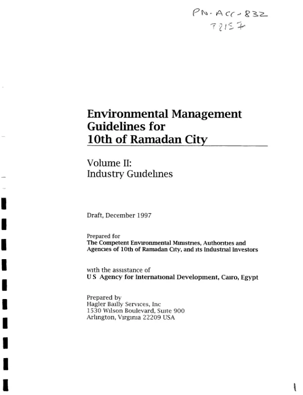 Environmental management guidelines for 10th Ramadan City -- volume II : industry guidelines