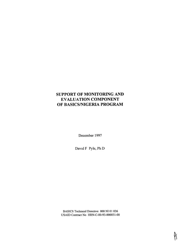 Support of monitoring and evaluation component of BASICS/Nigeria program