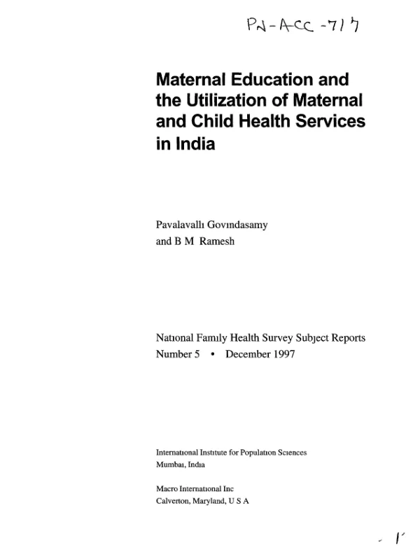 Maternal education and the utilization of maternal and child health services in India