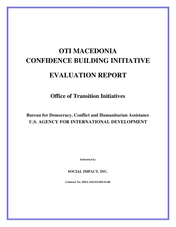 OTI Macedonia confidence building initiative : evaluation report
