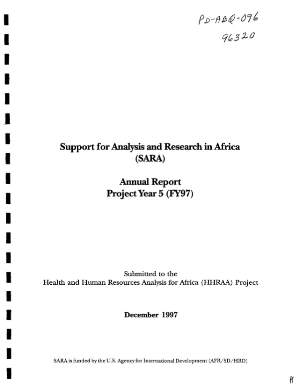 Support for analysis and research in Africa (SARA) : annual report project year 5 (FY97)