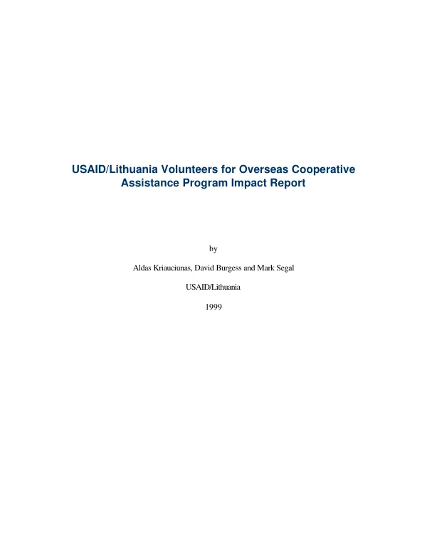USAID/Lithuania Volunteers for Overseas Cooperative Assistance [VOCA] program impact report