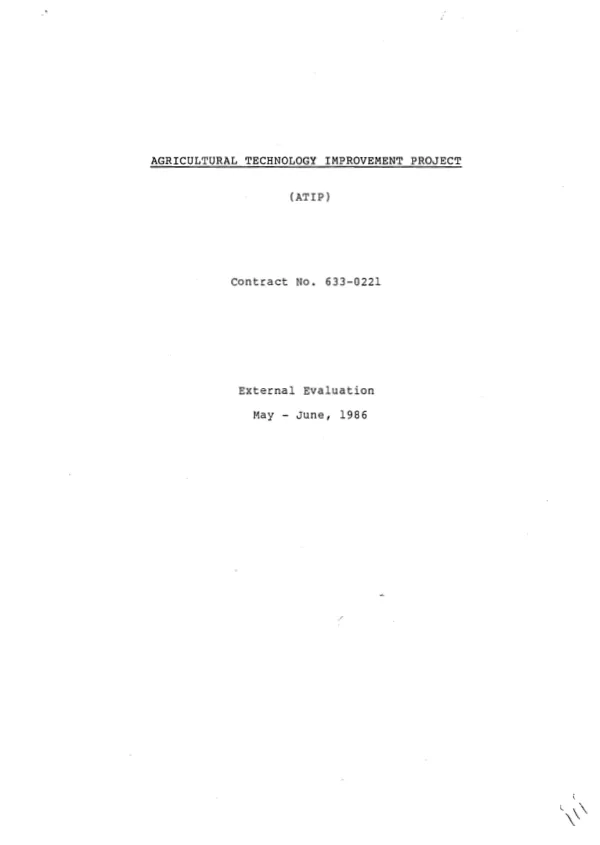 Agricultural technology improvement project (ATIP) : external evaluation