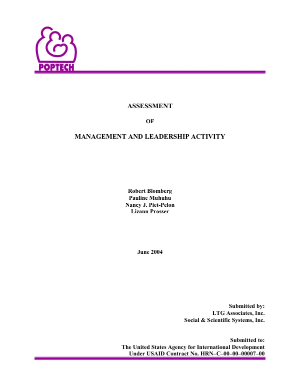 Assessment of management and leadership activity