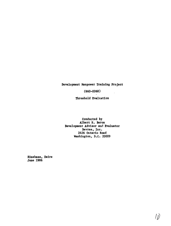 Development manpower training project (660-0068) : threshold evaluation