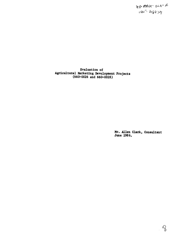 Evaluation of agricultural marketing development project (660-0026 and 660-0028)
