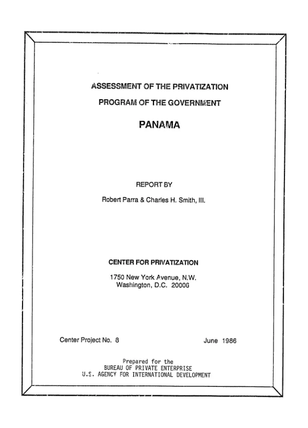 Assessment of the privatization program of the government, Panama