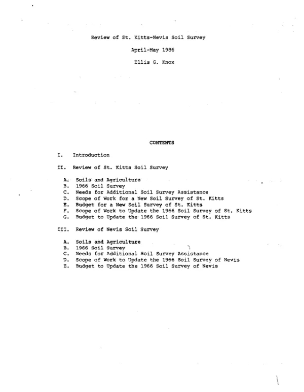 Review of St. Kitts-Nevis soil survey : April-May 1986
