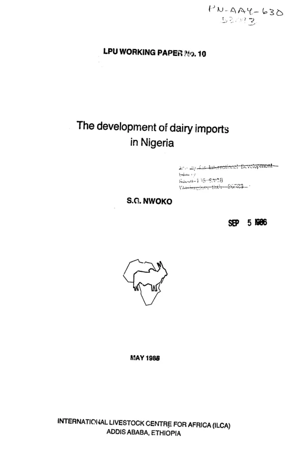 Development of dairy imports in Nigeria
