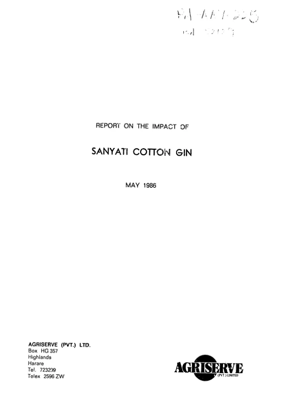 Impact of Sanyati gin on smallholder cotton production : report to United States Agency for International Development and Cotton Marketing Board Zimbabwe