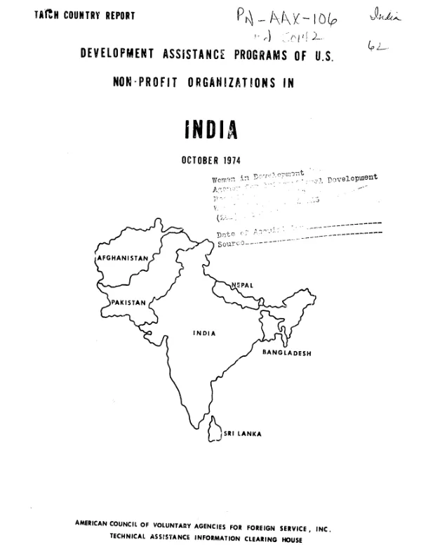 Development assistance programs of US non-profit organizations in India