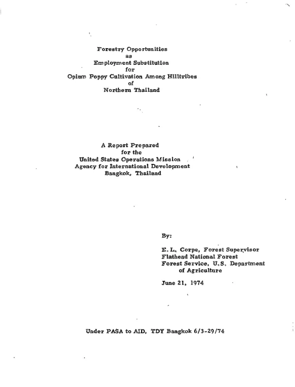 Forestry opportunities as employment substitution for opium poppy cultivation among hilltribes of northern Thailand