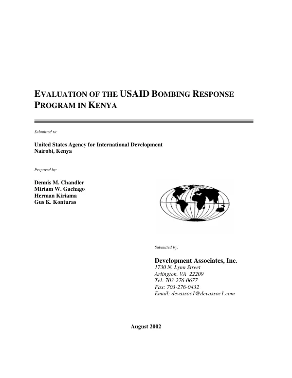 Evaluation of the USAID bombing response program in Kenya
