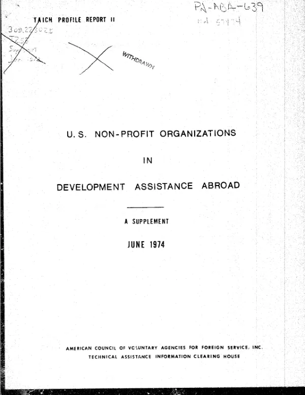 US non-profit organizations in development assistance abroad : a supplement