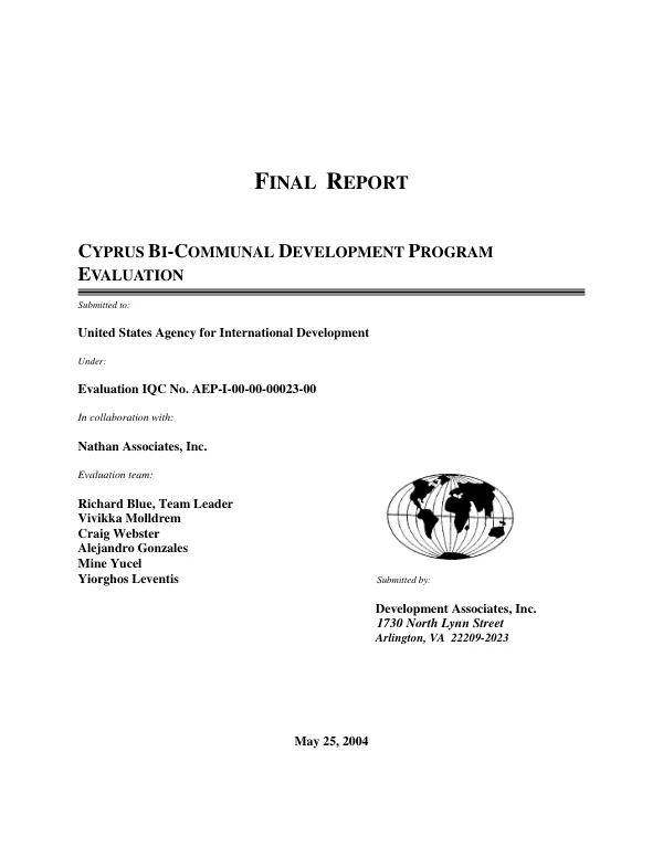 Final report : Cyprus bi-communal development program evaluation