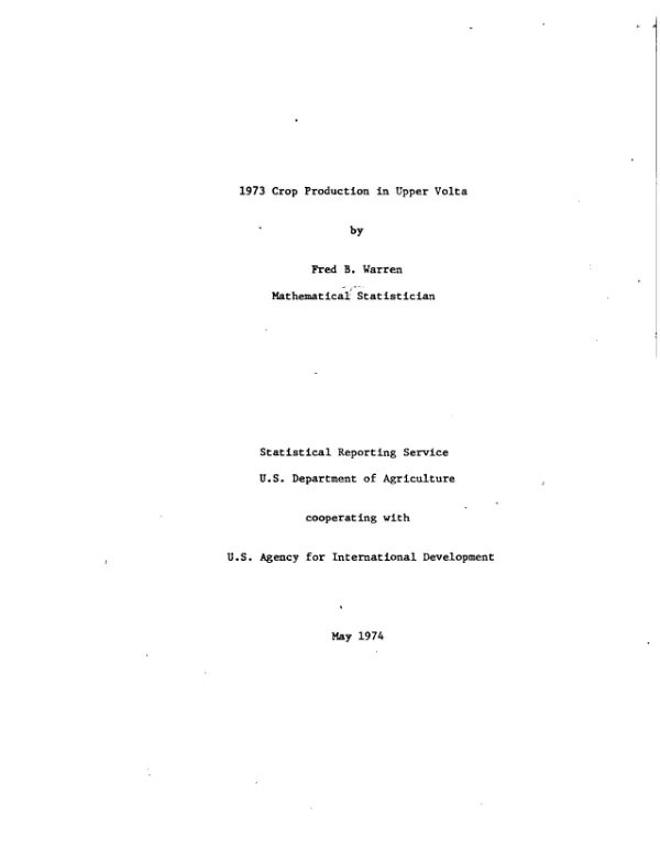 1973 crop production in Upper Volta