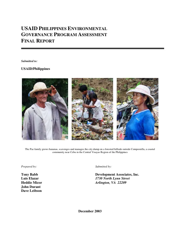 USAID Philippines environmental governance [EcoGov] program assessment : final report