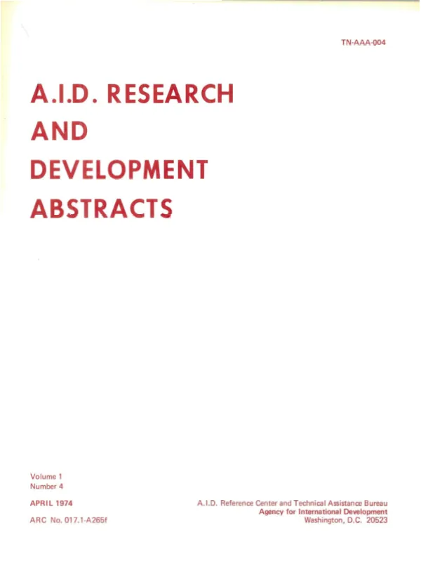 A.I.D. research and development abstracts [ARDA], v. 1, no. 4