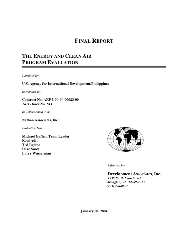 The energy and clean air program evaluation