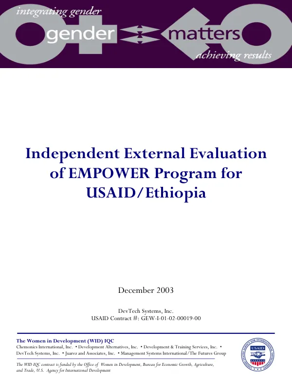 Independent external evaluation of EMPOWER program for USAID/Ethiopia