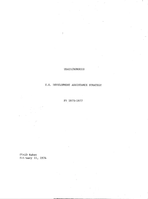 USAID/Morocco U.S. development assistance strategy FY 1975-1977