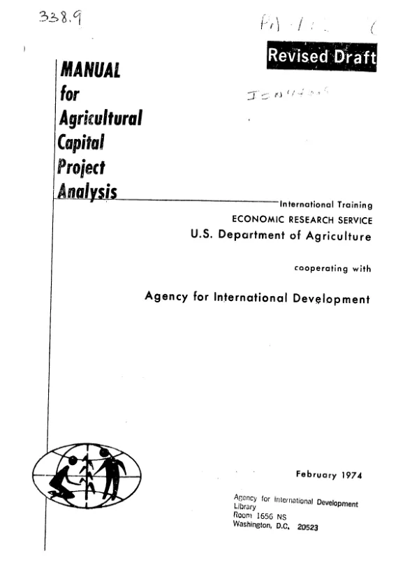 Manual for agricultural capital project analysis