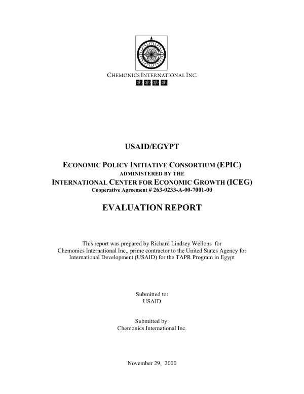 Activity evaluation : economic policy initiative consortium (EPIC)