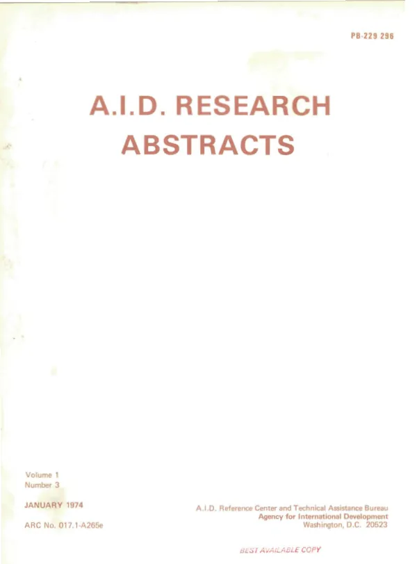 A.I.D. research abstracts, v. 1, no. 3