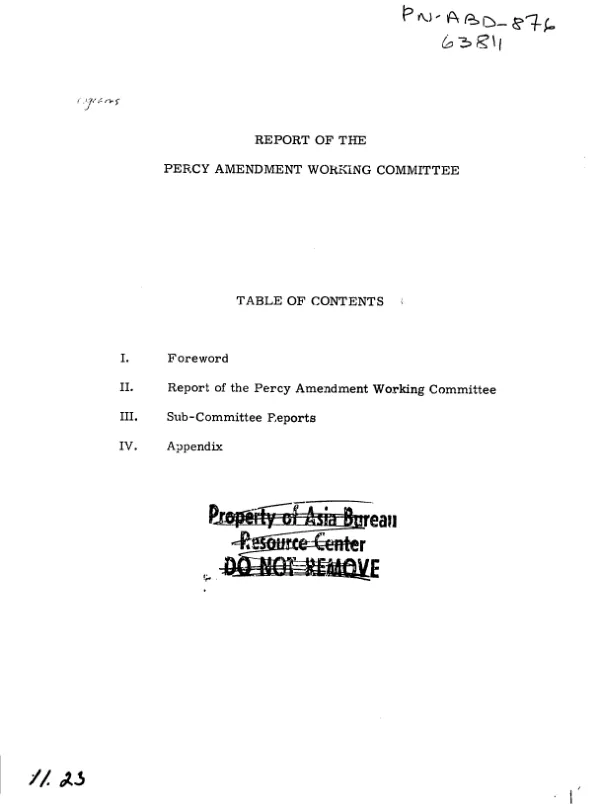 Report of the Percy Amendment Working Committee