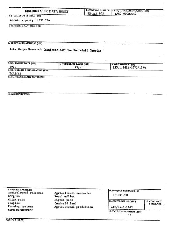 ANNUAL REPORT, 1973/1974