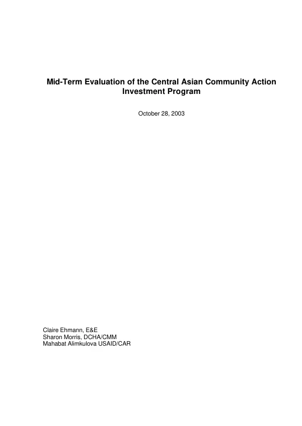 Mid-term evaluation of the Central Asian community action investment program