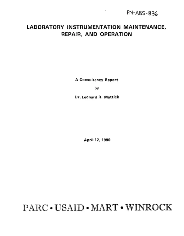 Laboratory instrumentation maintenance, repair, and operation