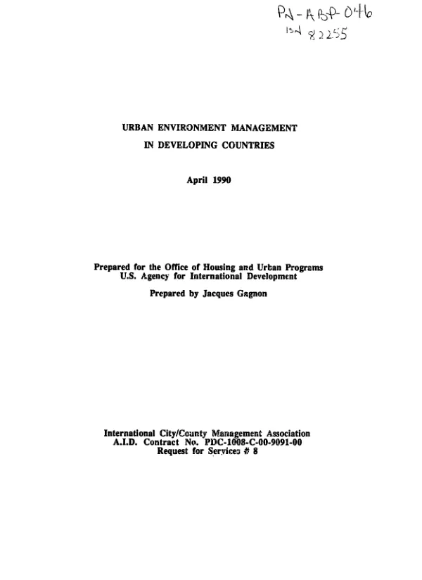 Urban environment management in developing countries