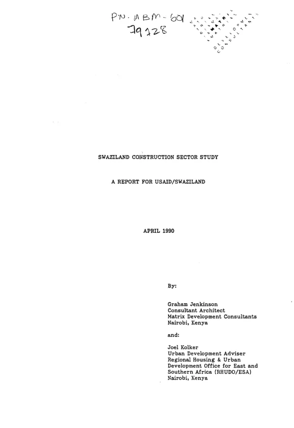Swaziland construction sector study : a report for USAID/Swaziland