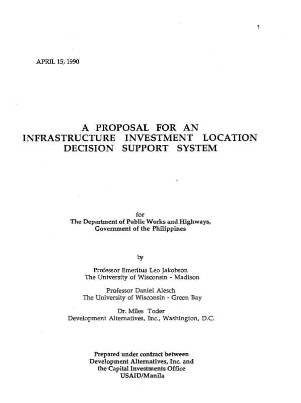 Proposal for an infrastructure investment location decision support system