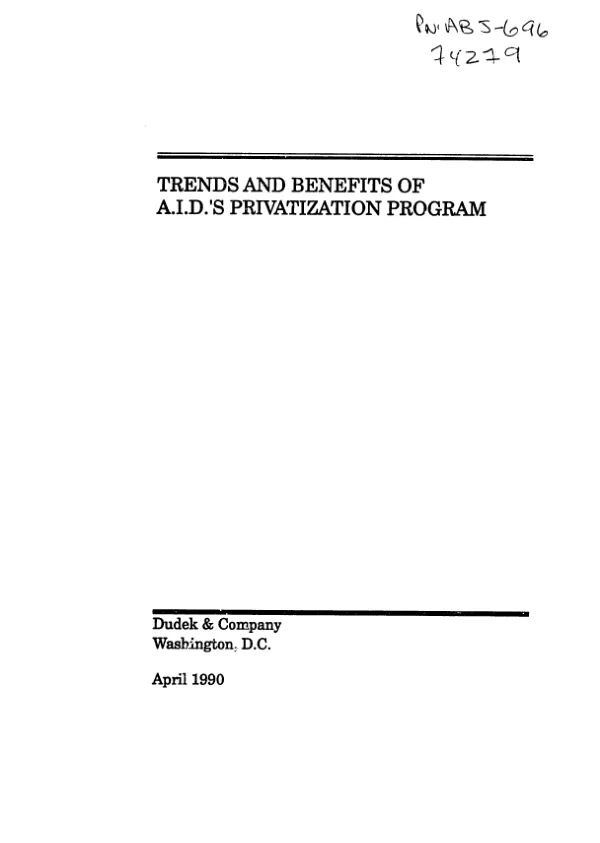 Trends and benefits of AID"s privatization program